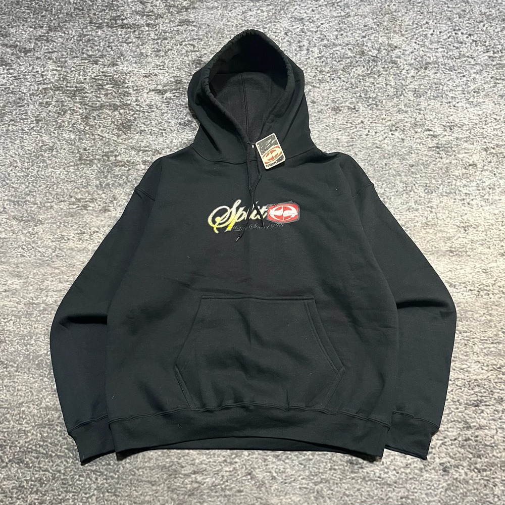 NWT Vintage Split Skateboards Sweatshirt Hoodie Large Black Y2K Skater Grunge